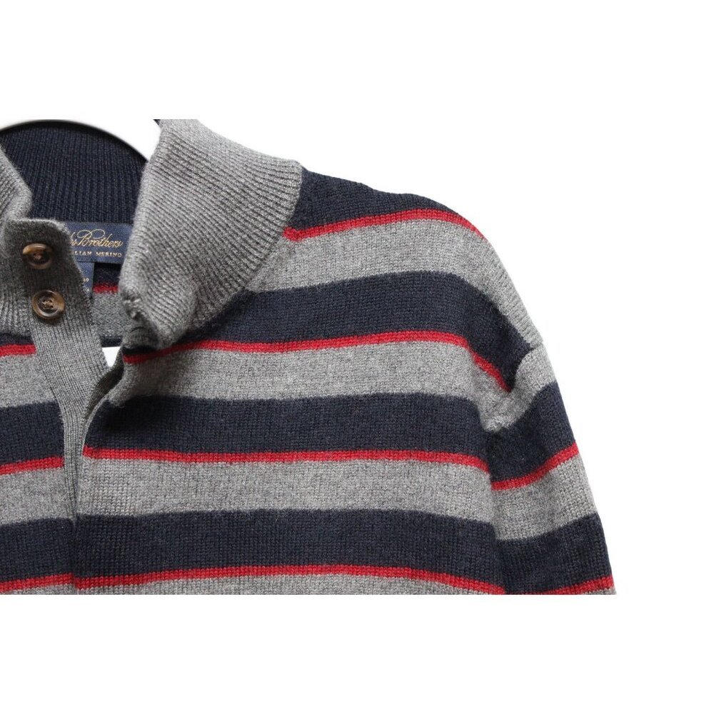 Brooks Brothers Mens Sweater Large 100% Merino Wool Extra Fine Italian Striped - Picture 5 of 12